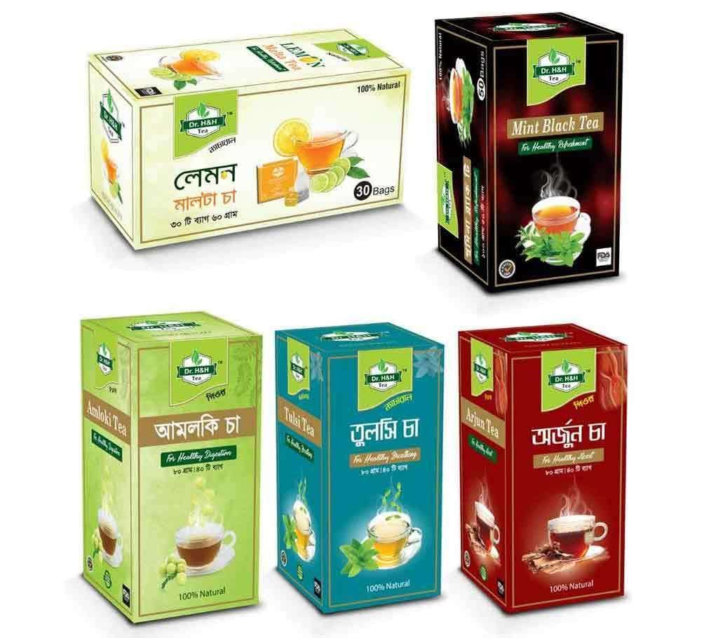 Lemon Malta Tea, Pudina Black Tea, Amloki Tea, Tulsi Tea, Arjun Tea
