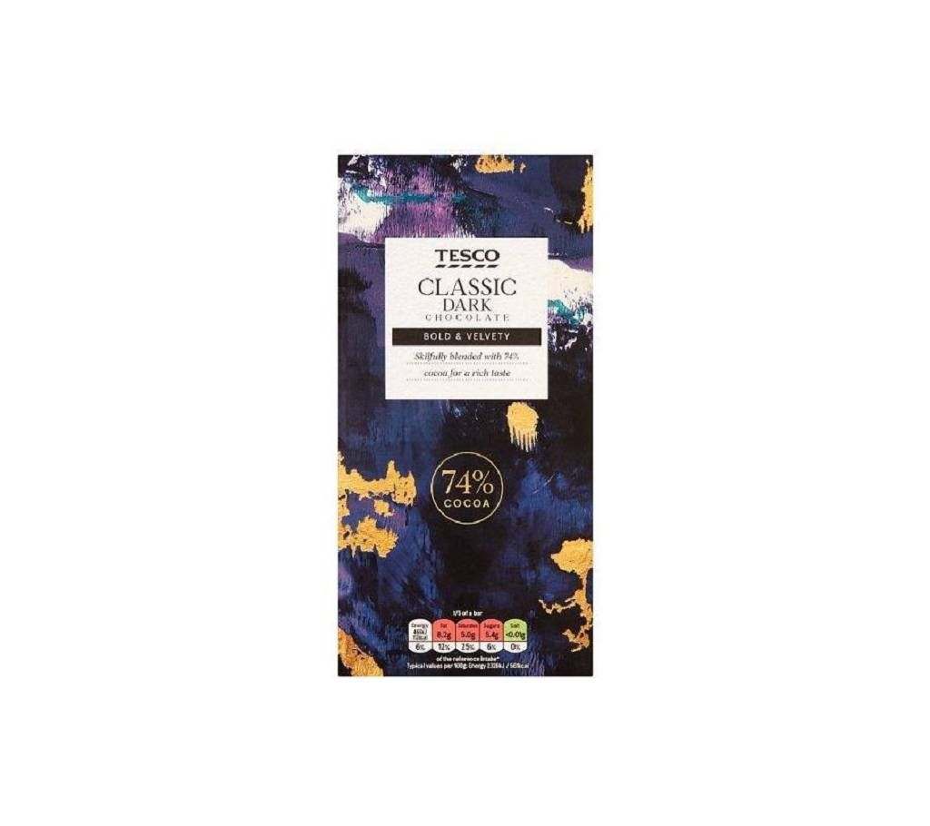 Tesco Classic 74% Dark Chocolate 100G (France)