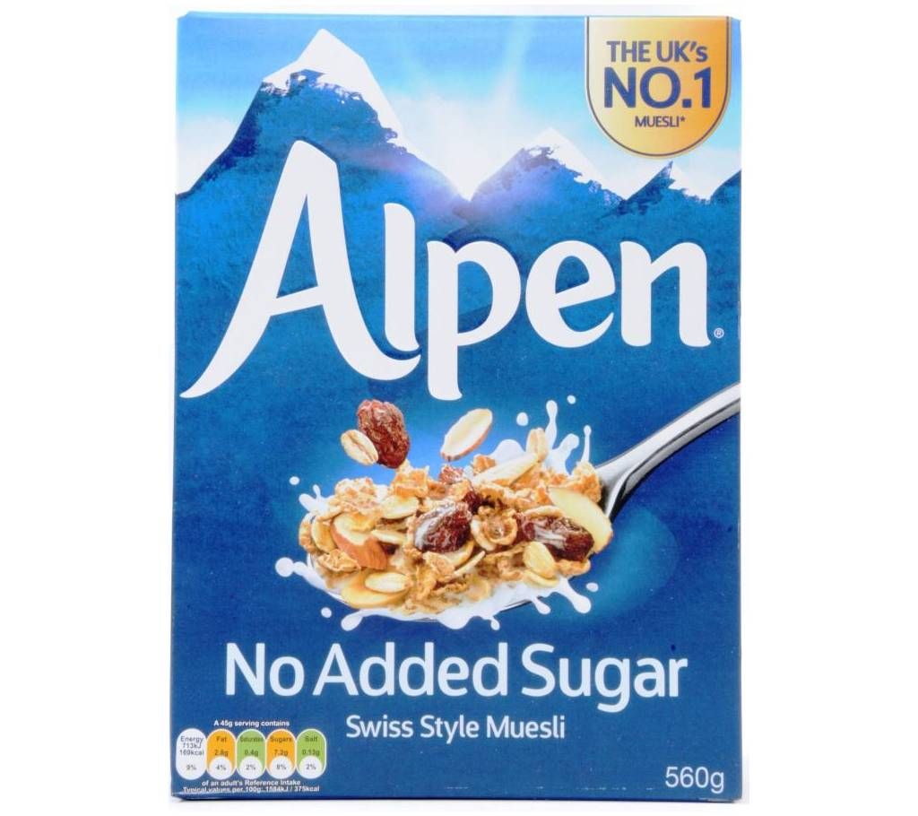 Alpen No Added Sugar Swiss Style Muesli- 560gm- UK