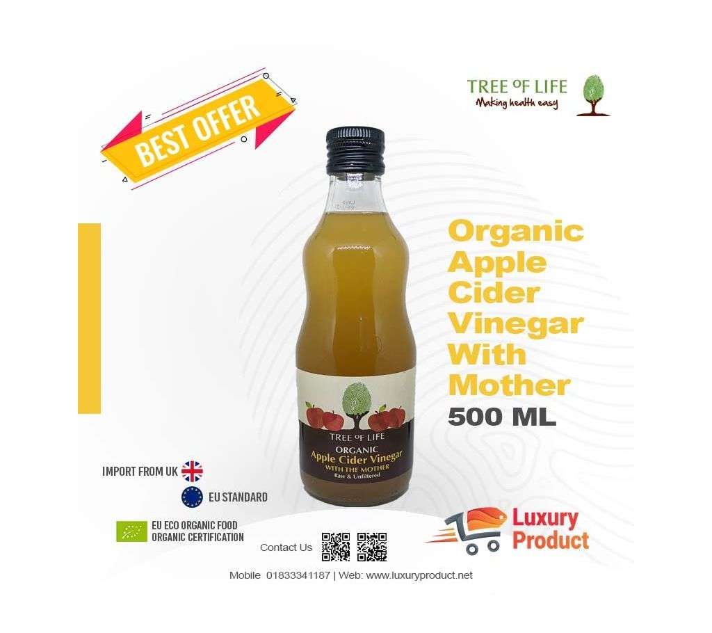 Tree Of Life Organic Apple Cider Vinegar with The Mother (Raw - Unfiltered) -500 ML