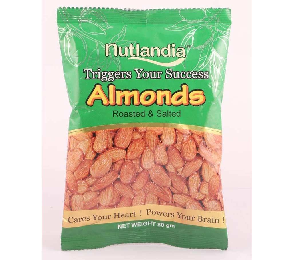 Nutlandia Almonds- Roasted & Salted 80grm*3pack combo USA