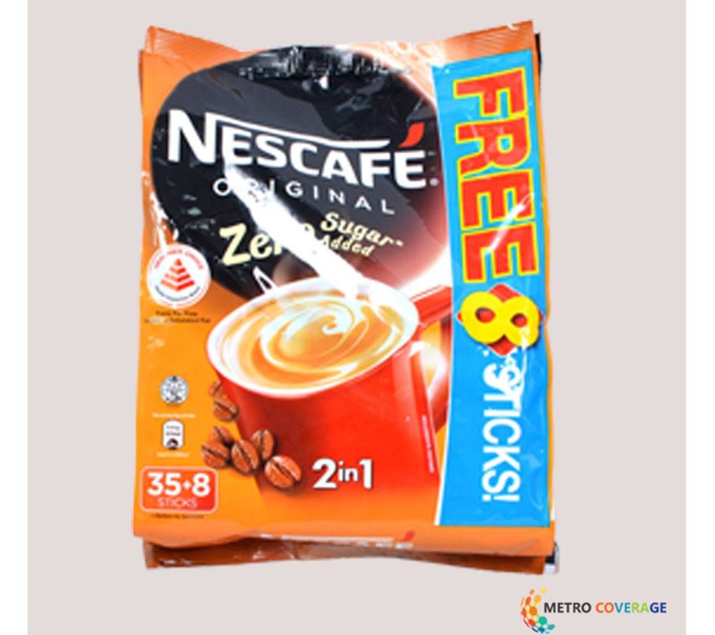 Nescafe Original 35+8 Sticks 2 In 1 Ziro Sugar 9×43(gm)