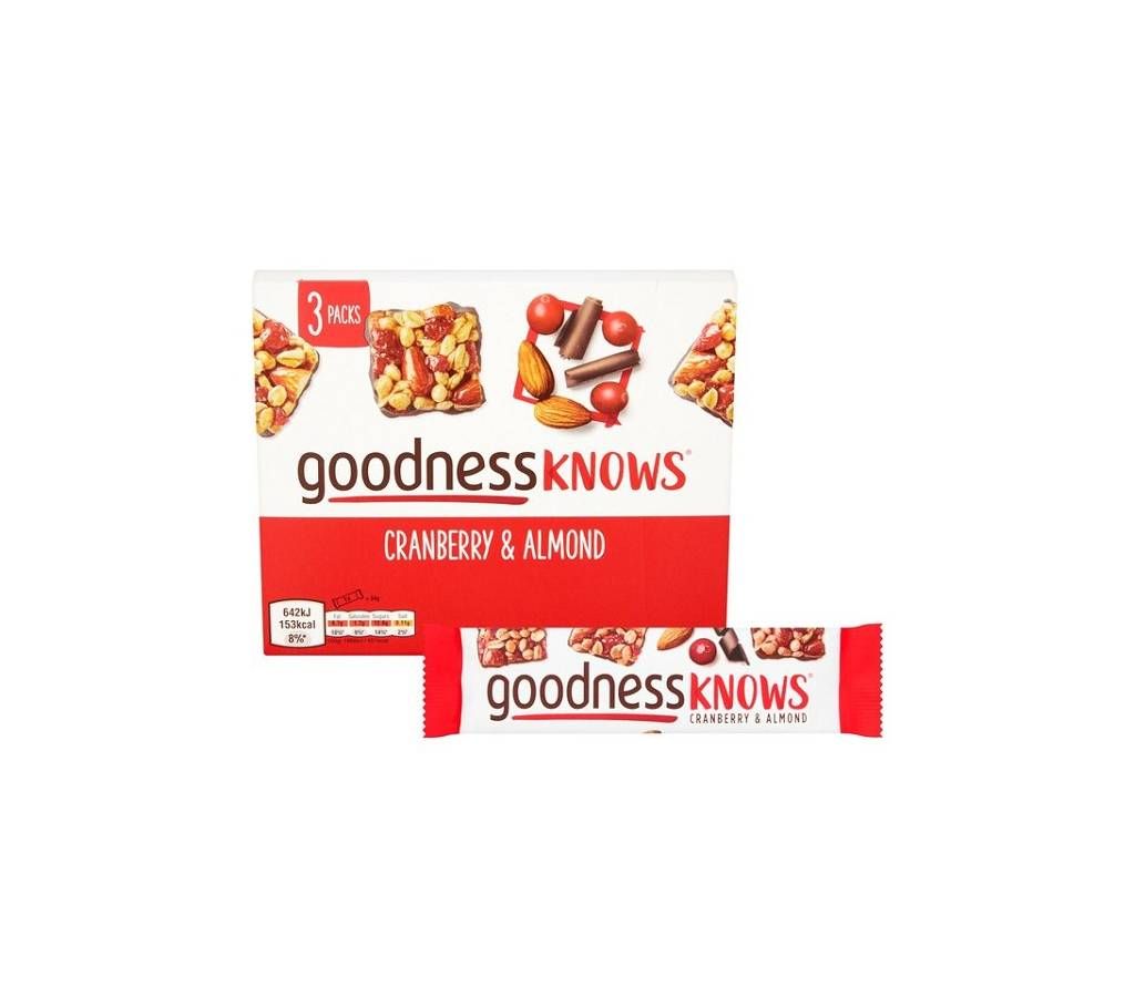 Goodness Knows 3 Cranberry & Almond Bars UK