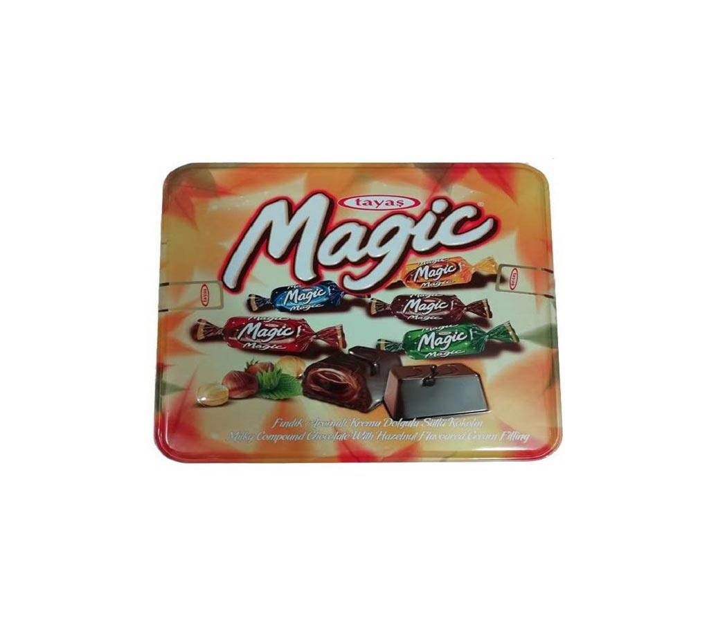 Tayas Magic Toffee Gift Square Tin Box Yellow 500gm (Turkish)