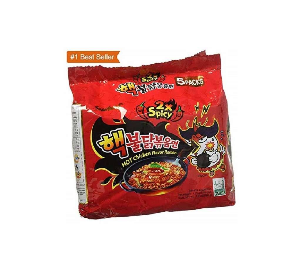 Samyang 2X Spicy Hot Chicken Flavor Ramen, (Pack of 5) noodles - Korea