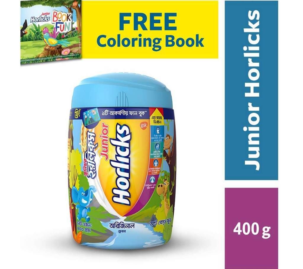 Junior Horlicks 400gm Jar with FREE Colouring Book