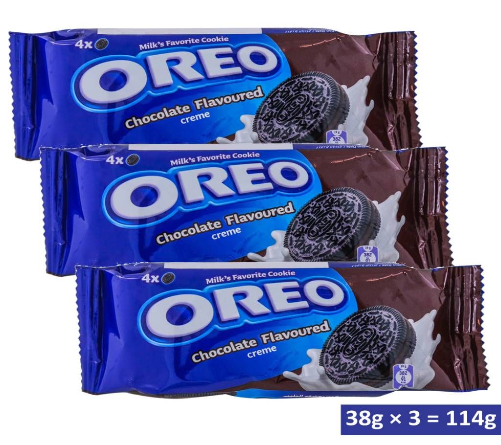 OREO Chocolate Flavored Milk Cookie Single pac (3 x 38g)