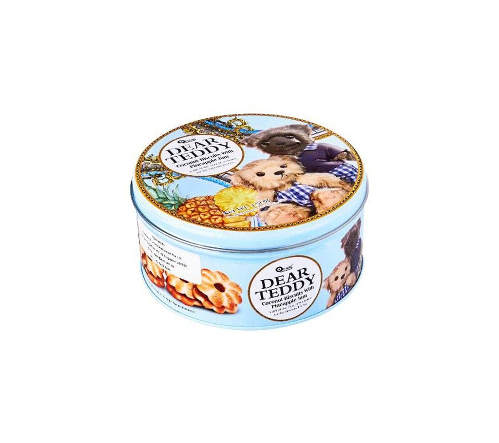 V Food Omais Dear Teddy Pineapple Flavor Round Tin Biscuit 150g Thailand