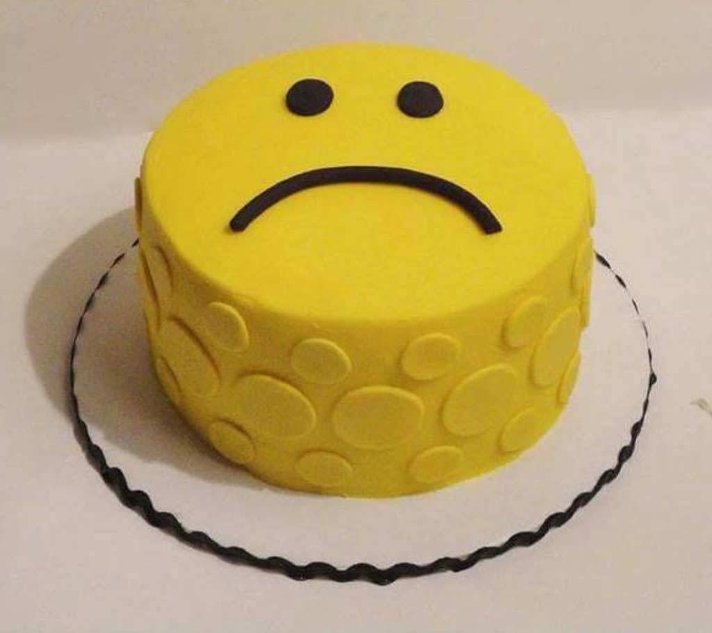 Sad Emoji Vanilla Cake 