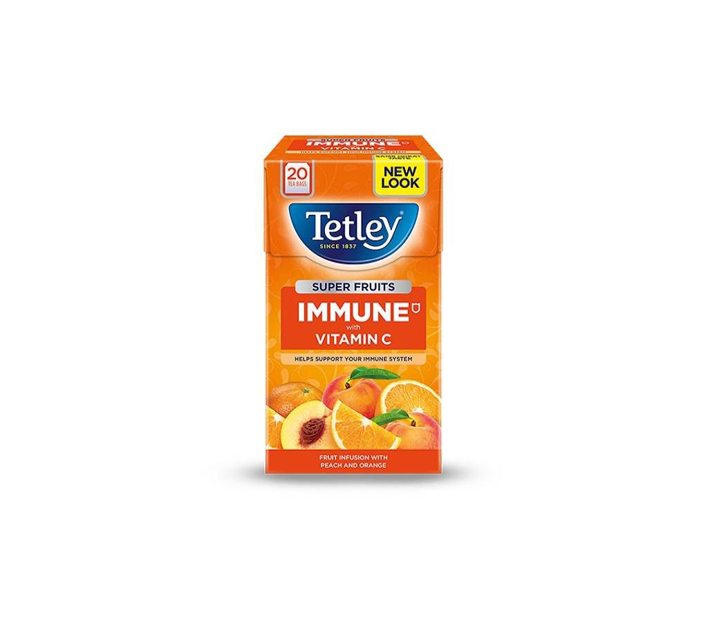 Tetley Super Fruit Vitamin C Peach and Orange Tea UK
