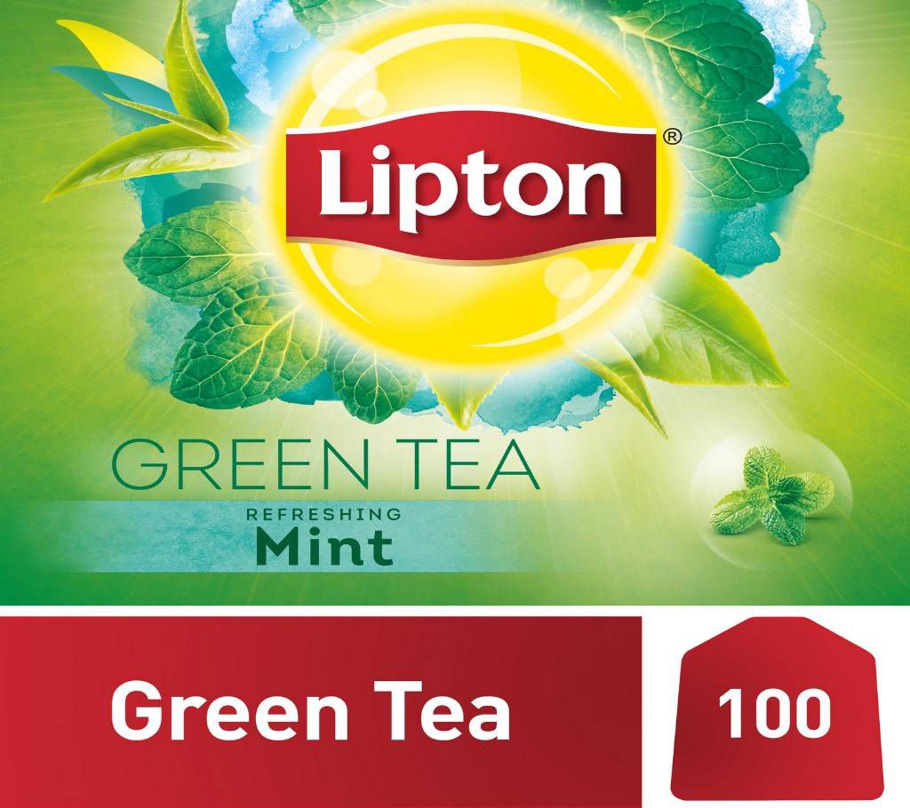 Lipton Green Tea Refreshing Mint (100 Tea Bags, UK)