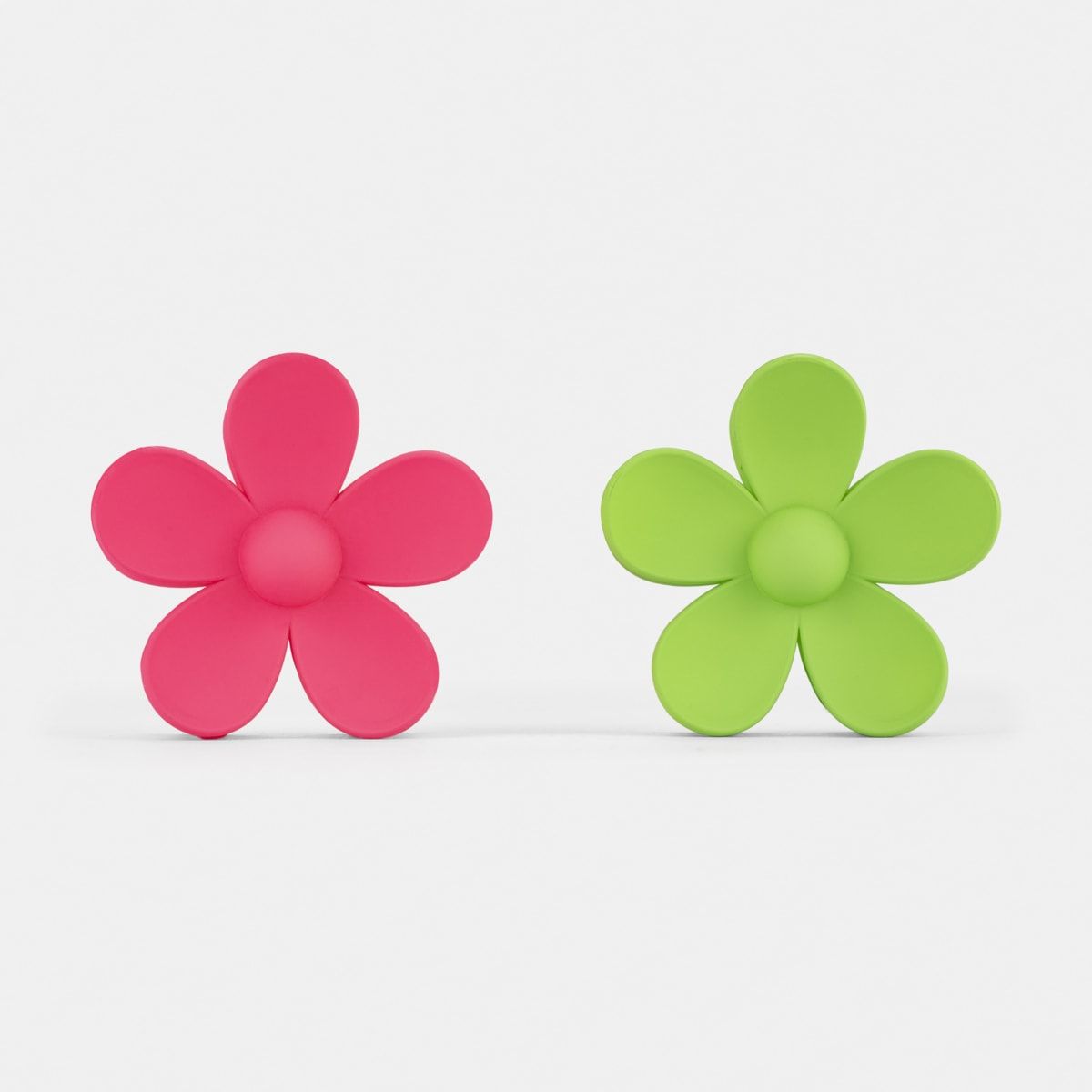 Twin Pack Floral Clips - Pink and Green