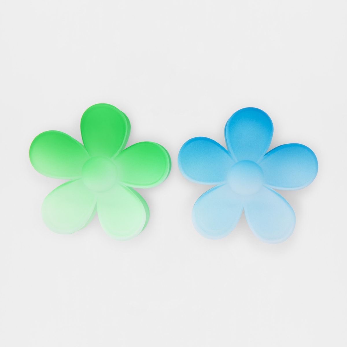 Twin Pack Floral Clips - Green and Blue