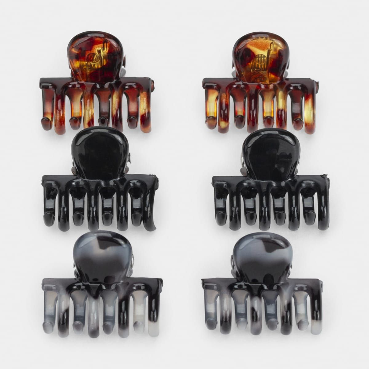 6 Pack Plastic Mini Claw Grips Tort