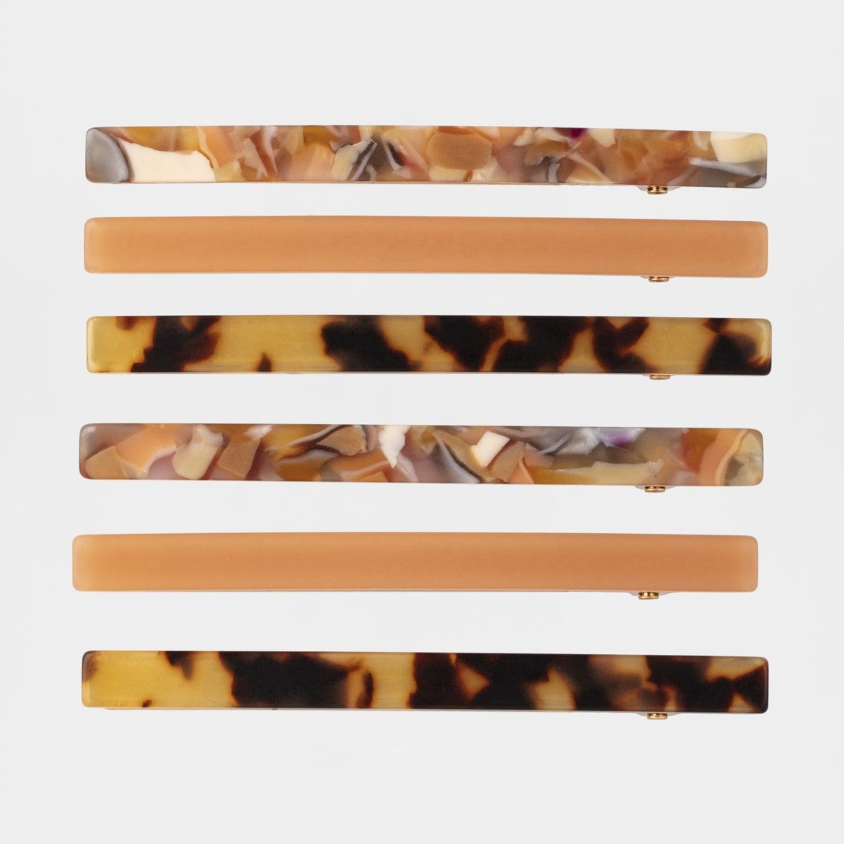 6 Pack Long Pinch Hair Clips - Brown & Black