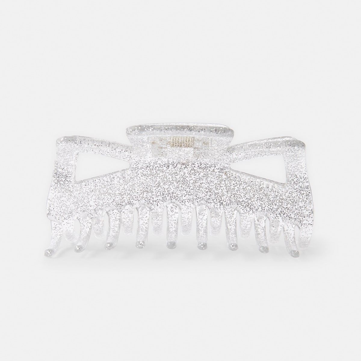 Glitter Claw Hair Clip - Silver Look