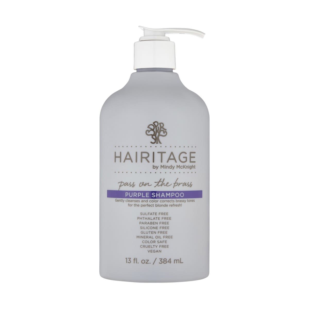 Hairitage by Mindy McKnight Pass on the Brass Purple Shampoo 384ml - Plum Seed Oil, Heartsease, Murumuru Butter and Jojoba