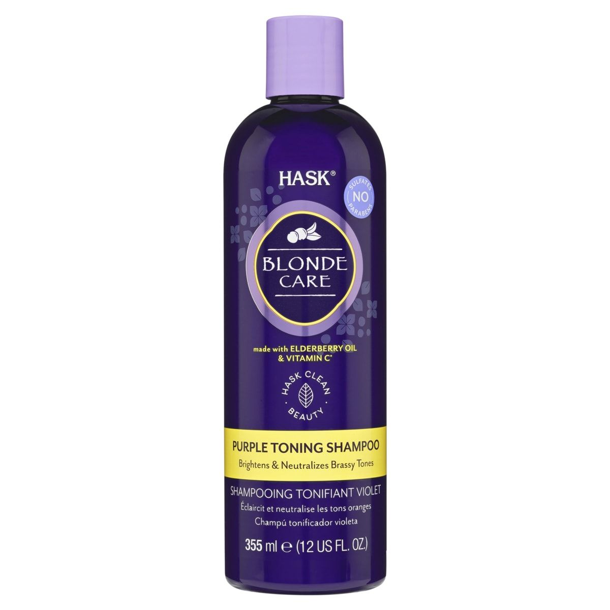 Hask Blonde Care Purple Toning Shampoo 355ml - Elderberry Oil and Vitamin C