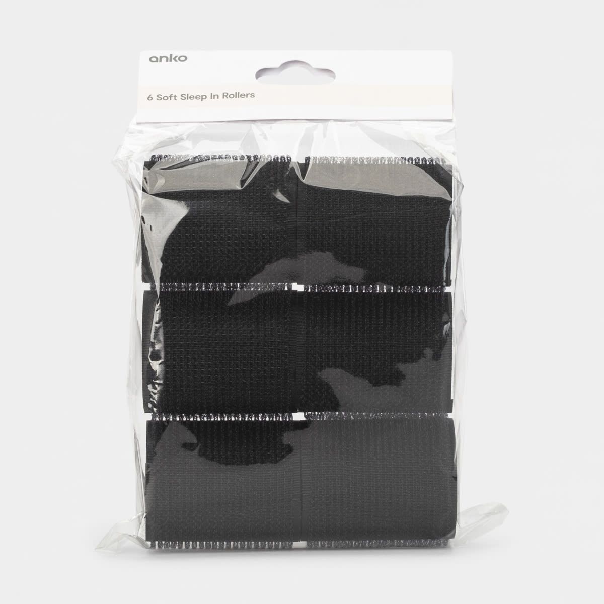 6 Pack Soft Sleep In Rollers - Black