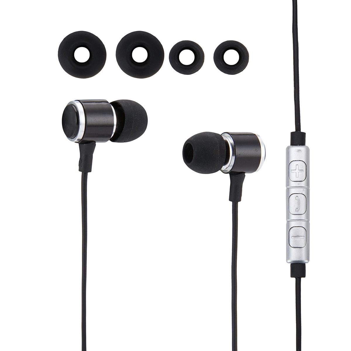 Bud Style Lighting Earphones - Black with Silver