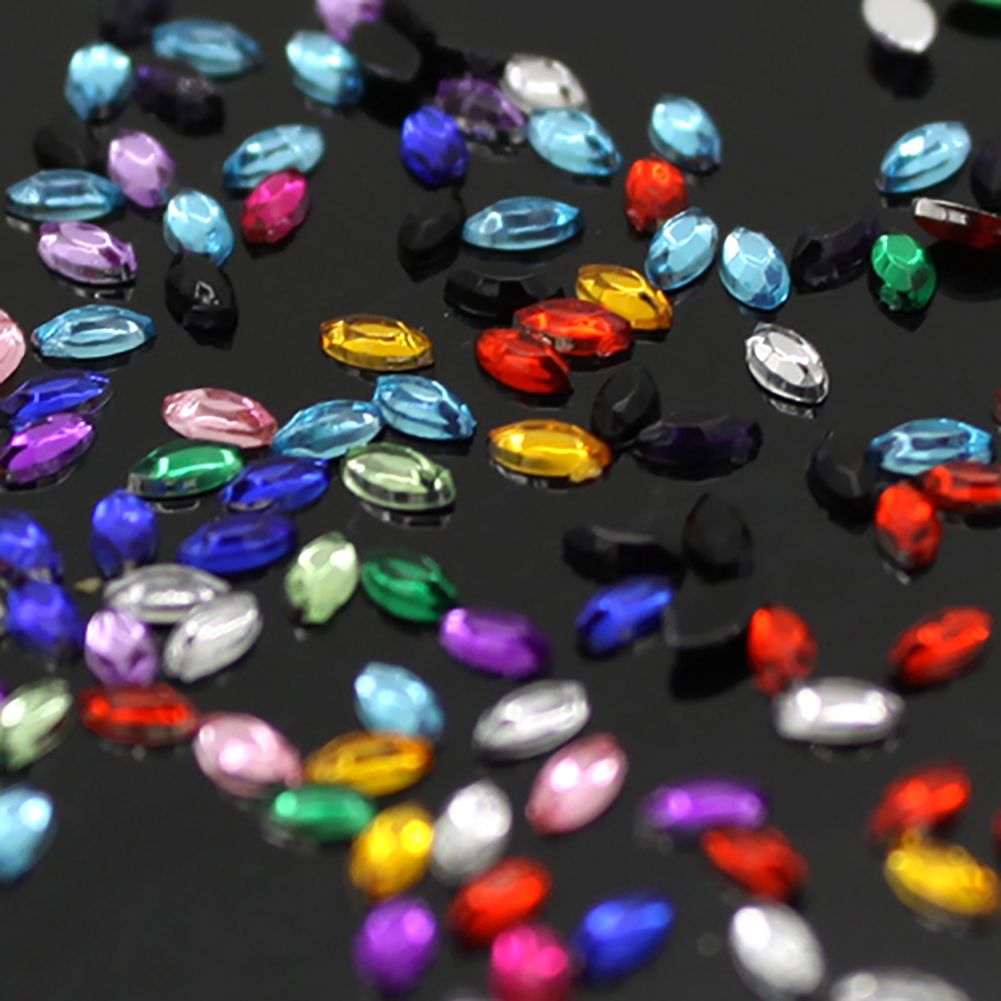 Multicolor Oval 3D Glitters Studs DIY Decoration Nail Art Tips Stickers Wheel