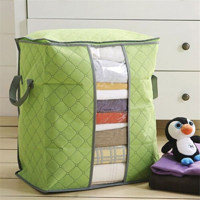 Non-Woven Family Save Space Organizador Bed Under Closet Storage Box Clothes Divider Organiser Quilt Bag Holder Organizer D35J5
