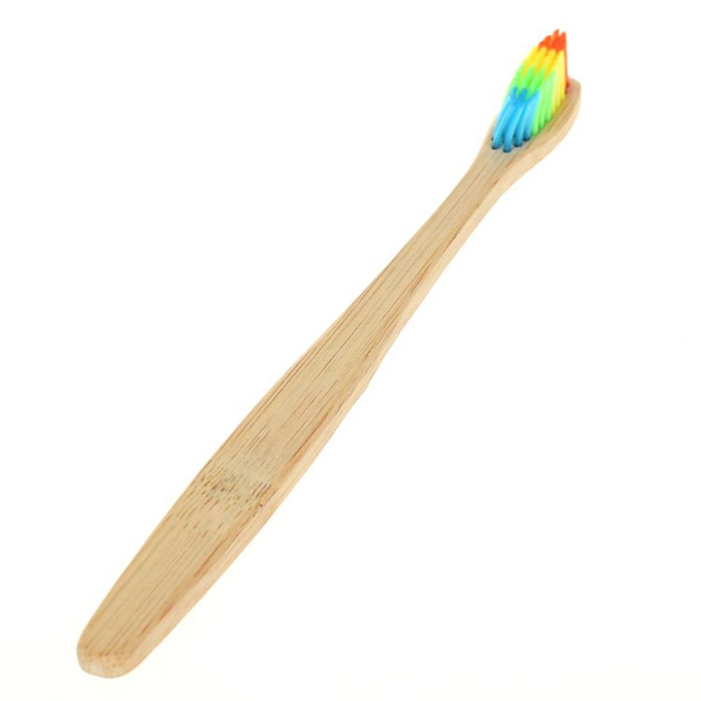 Soft Rainbow Bristles Bamboo Handle Oral Care Teeth Travel Cleaning Toothbrush