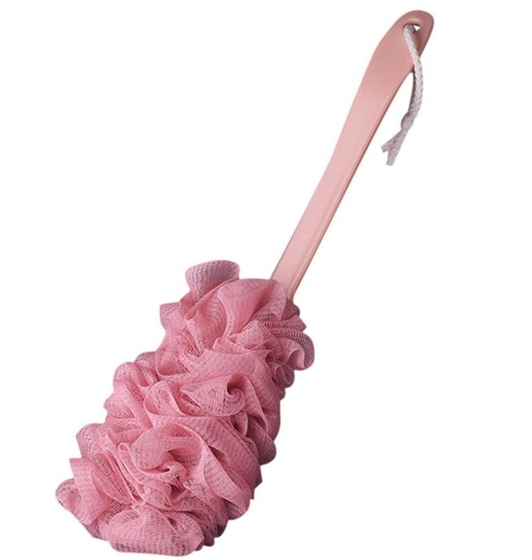 Body Scrub Bath Back Brush Shower Loofa Mesh Bath Ball With Long Handle Bathroom Accessories