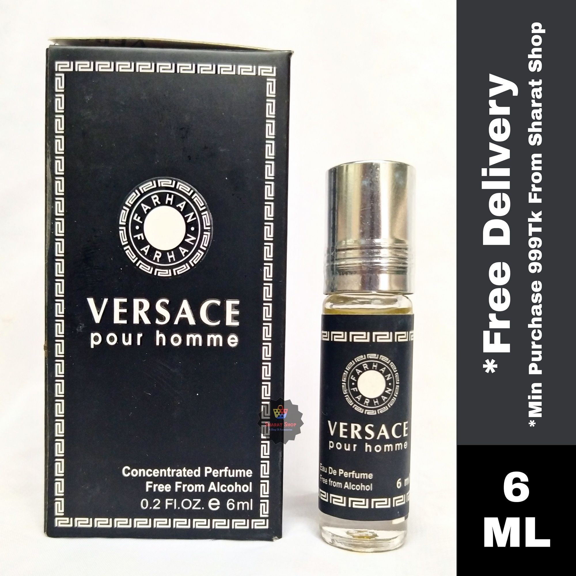 Versace Pour Homme Concentrated Perfume Oil Long Lasting Non-alcoholic Fragrance - 6ml