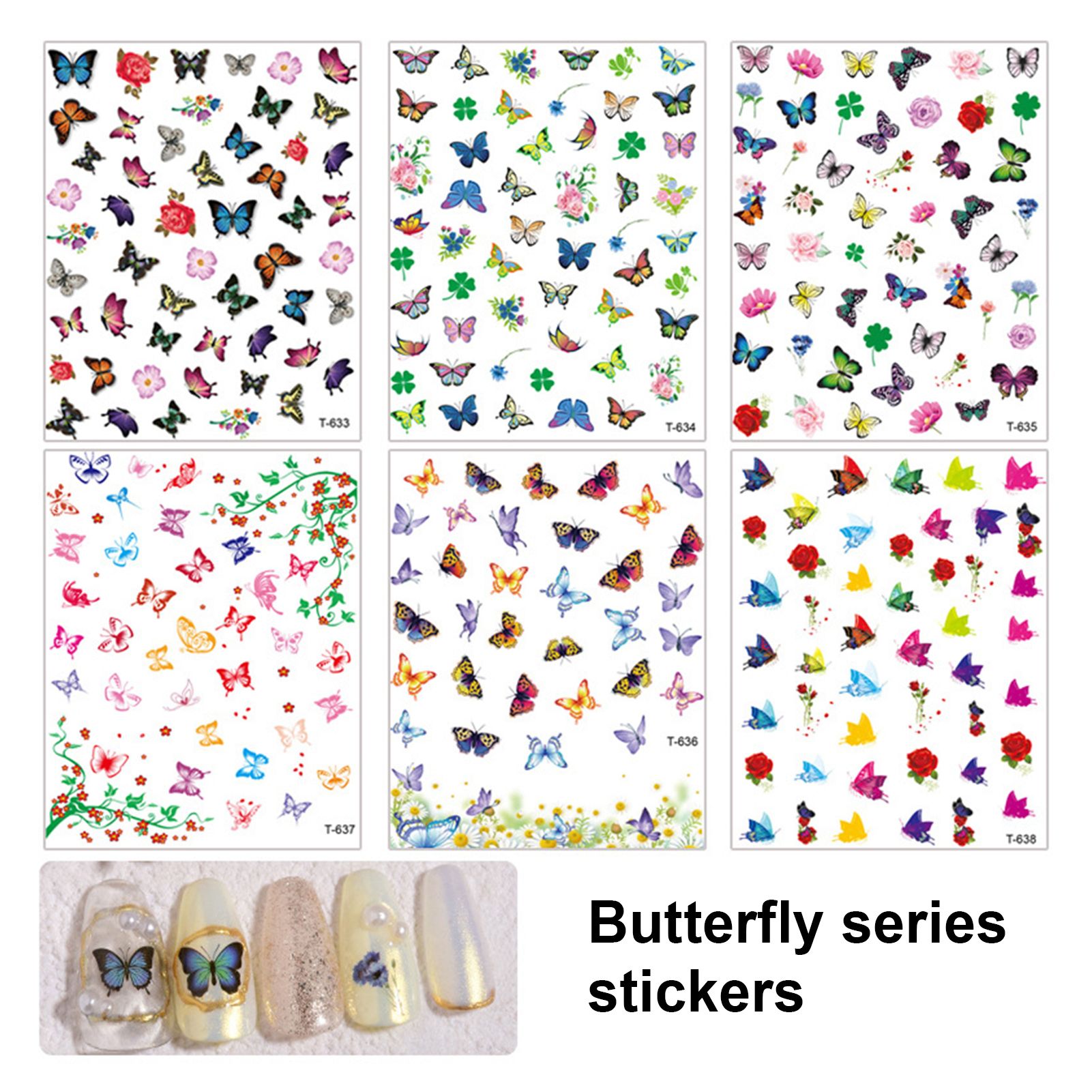 6Pcs Nail Sticker Attractive Exquisite Paper Flower Xmas Manicure Art Transfer Decal for Beginners