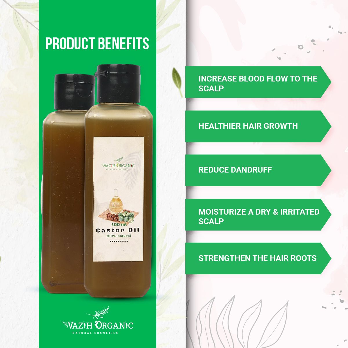 Wazih Organic Black(Bangladeshi), Pure Castor Oil Beauty Grade-100 ml