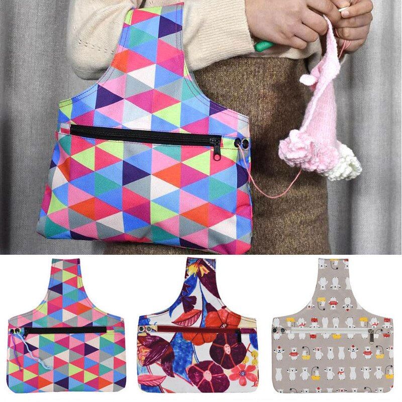 Empty Knitting Bag Yarn Tote Organizer Storage Bag Woolen Yarn Holder Bag DIY Needlework Storage Bag Mom Home Sewing Kit Bag