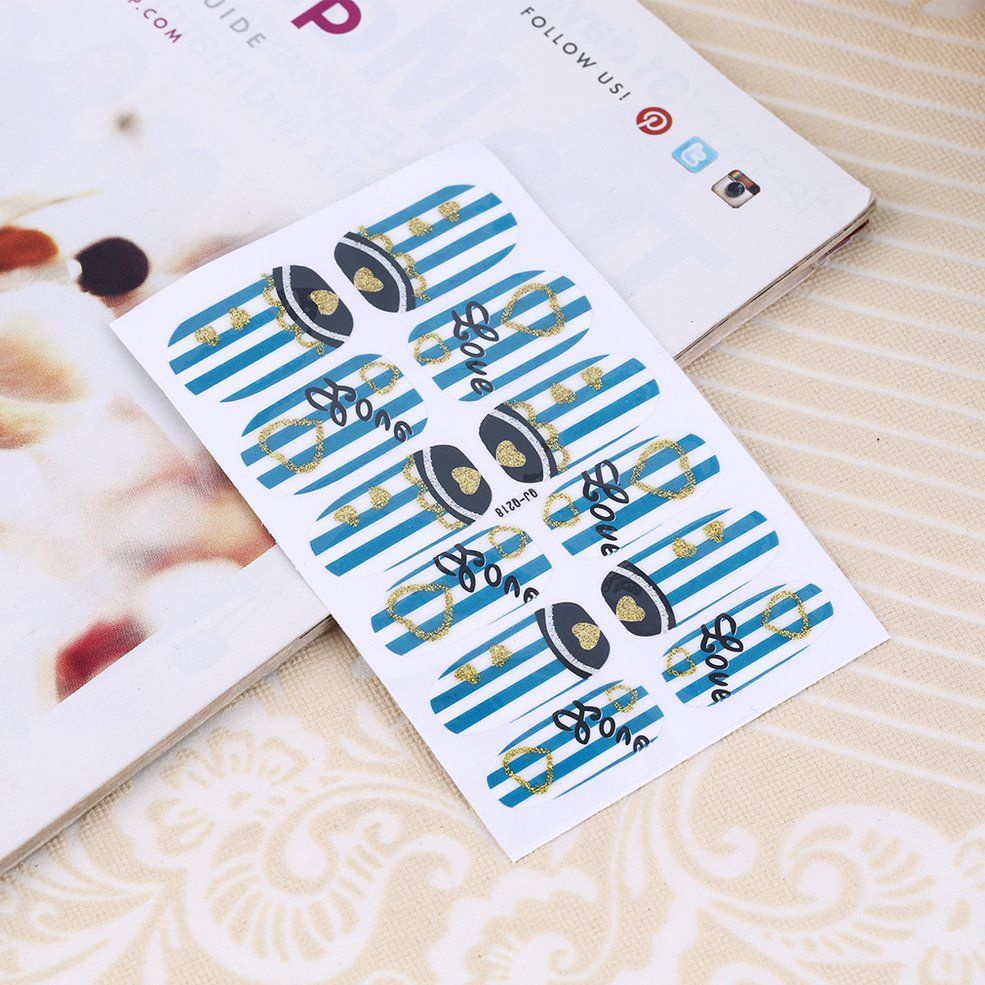 New Charming Nail Glitter Pure Color Full Tips Stickers Decal Manicure