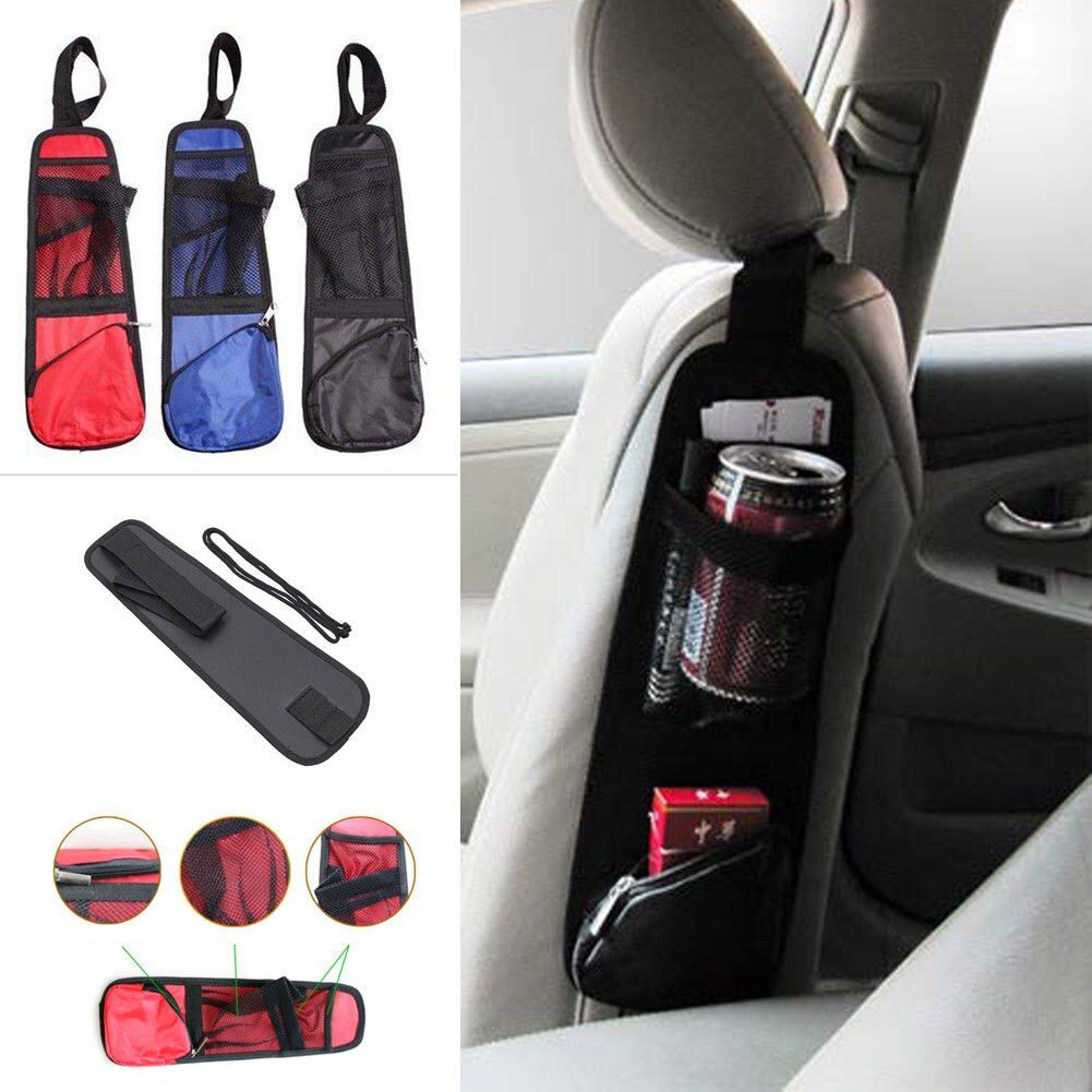 Multi-Use Car Seat Side Storage Bag Hanger Organizer Mesh Net Bag Interior Bottle Holder