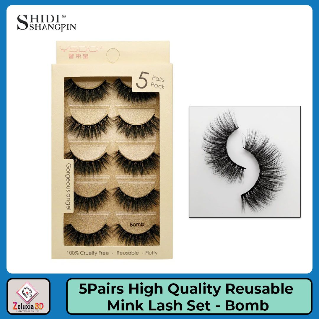 SHIDISHANGPIN YSDO 5 Pairs Golden Box Reusable Handmade High Quality 3D Mink Eyelash Box