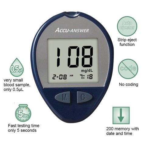 Digital Accu Answer Blood Glucose Meter and Lancing Device 10 Free Strip Fast 5 Second Test