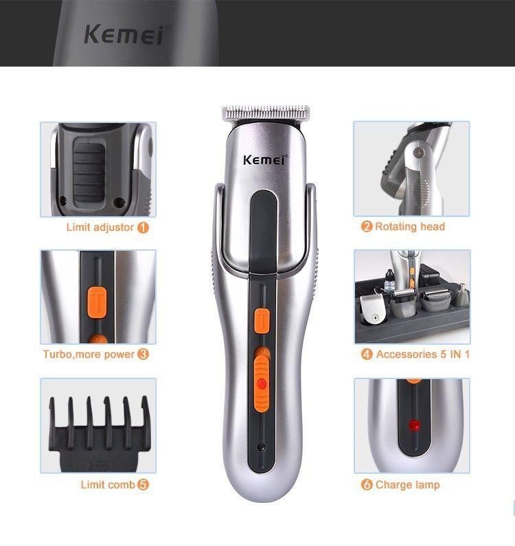 KM-680A 8 in 1 Rechargeable Shaver and Trimmer - Silver