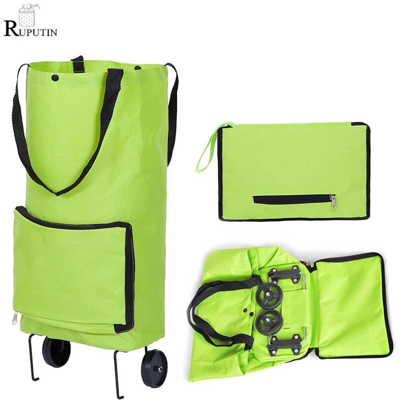 Portable Women Shopping Bag Folding Grocery Shopping Wheel Bag all Pull Cart Buy Vegetables Food Storage Bag Organizer Tug Bag