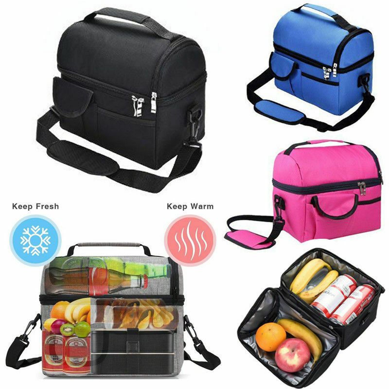 Large Insulated Portable Lunch Bag For Men Women Kids Thermal Picnic Food Bag Waterproof lunch Box Bag Black 8L