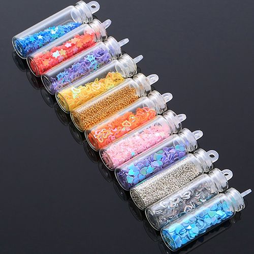 20Pcs Mini Glass Bottle Nail Art Tips Stickers Decoration Manicure DIY Accessory