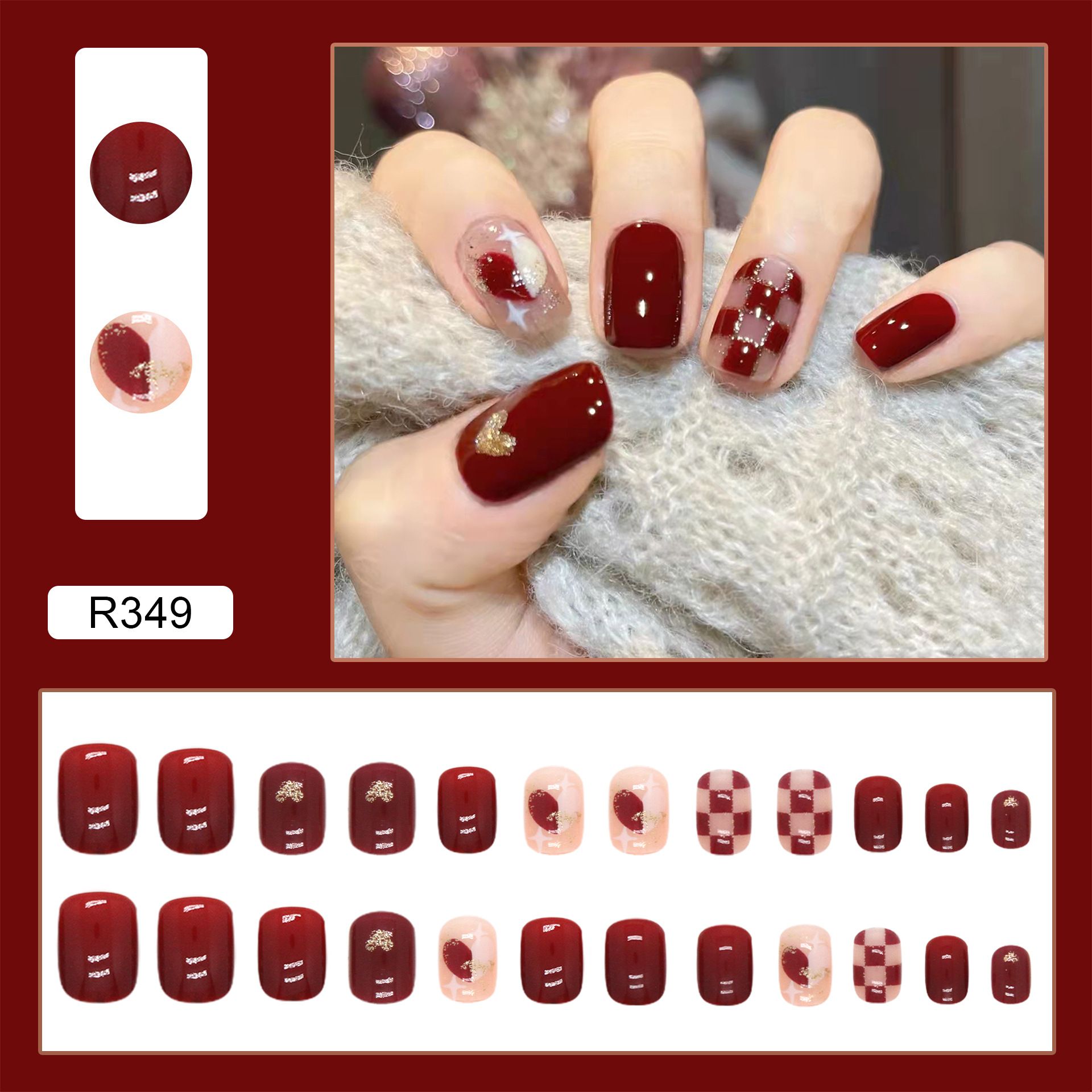 Menggh 24pcs With Glue Fake nails cute cartoon pattern False nails With Design press on nails Artificial nails Full Cover water proof nail art