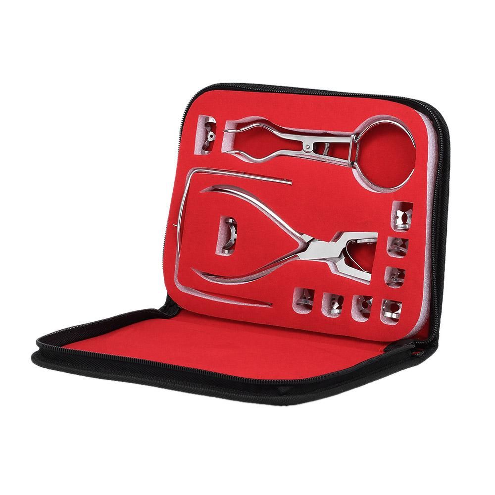 NYT 1 Set Dental Rubber Dam Perforator Puncher Teeth Care Pliers Orthodontic Material Dentist Lab Device Instrument Equipment With Storage Bag