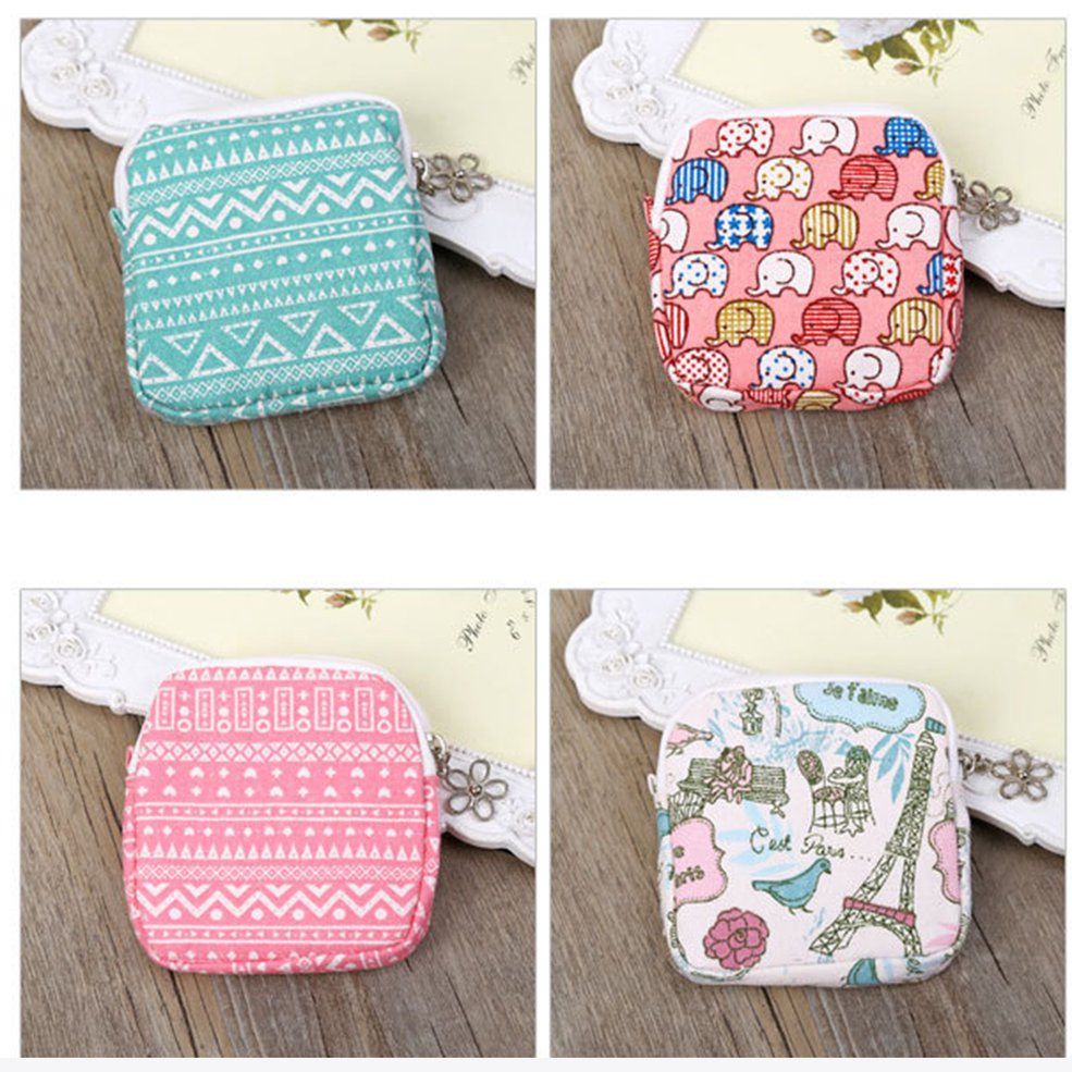 MA Lovely Women Sanitary Pad Organizer Purse Holder Napkin Towel Storage Bags