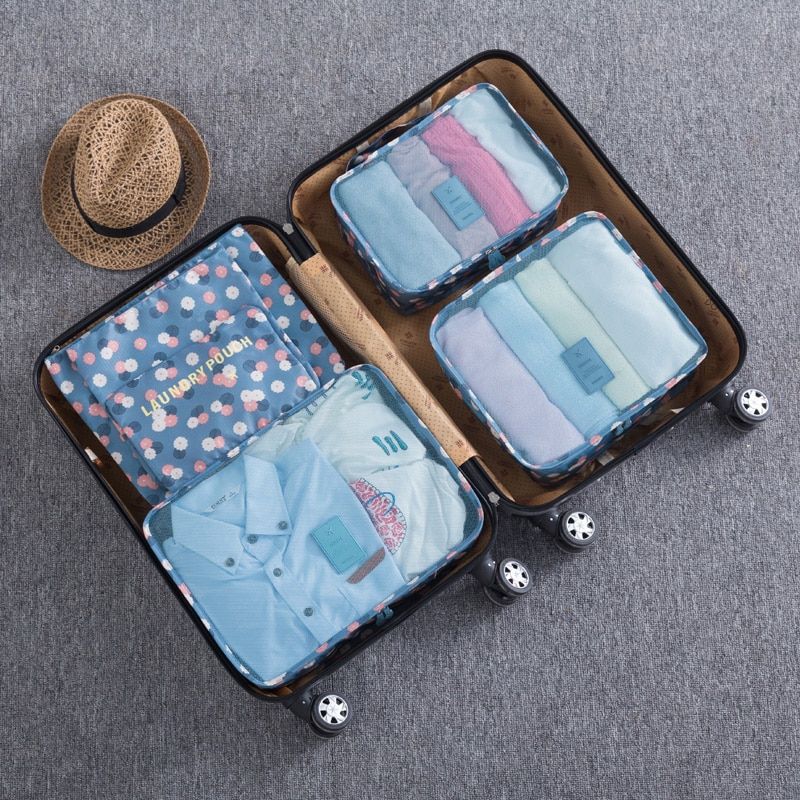 6pcs Travel Clothes Storage Bags Shoes Toiletry Luggage Suitcase Organizer Set Coetic Wardrobe Closet Accessories Supplies
