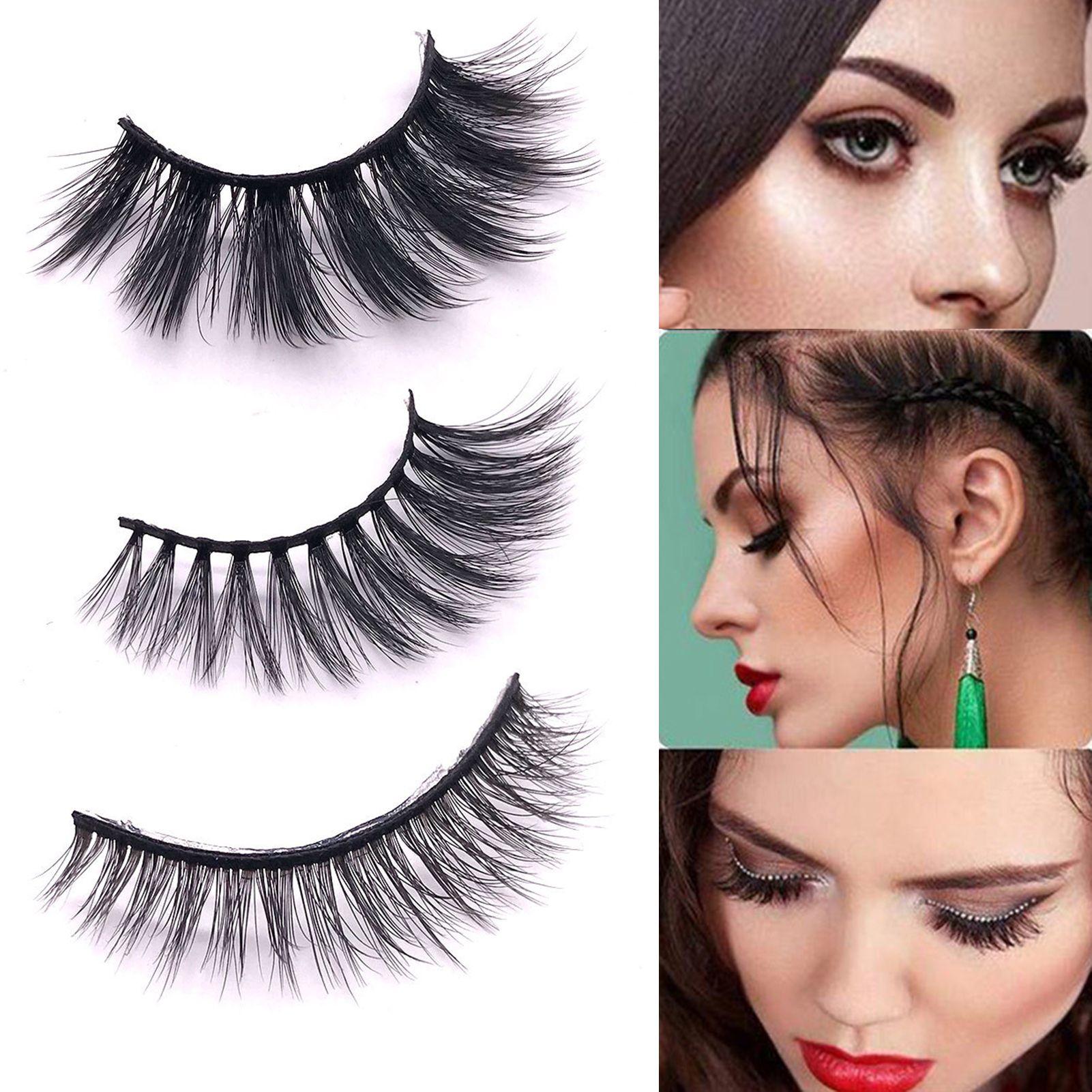 1 Pair False Eyelash 3D Effect Extension Thick Professional Makeup Individual Cluster Eyelashes for Girl