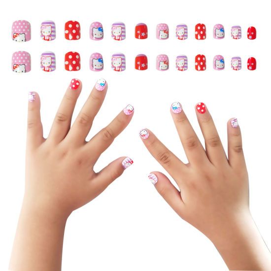 39pcs Beautiful Custom Designed False/Fake Nail Art For Kids With Glue
