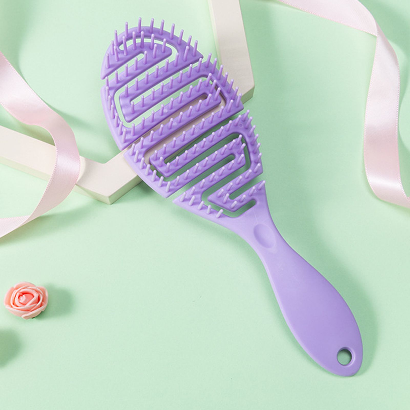 Massage Comb Hollow Out Wet Dry Straight Curly Hair Styling Comb