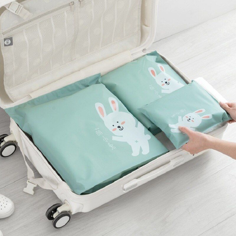 Travel Portable Clothing Storage Bags Cartoon Pattern Practical Waterproof Garment Shoe Sock Zip Lock Bags Luggage Storage Bags