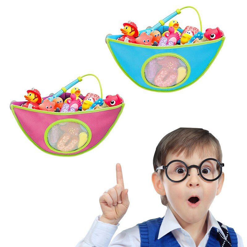 Kids Bath Toys Collection Organizer Corner Bag Hanging Wall Storage Bag Baby Toy Mesh Storage Bag Home Bathroom Organizer