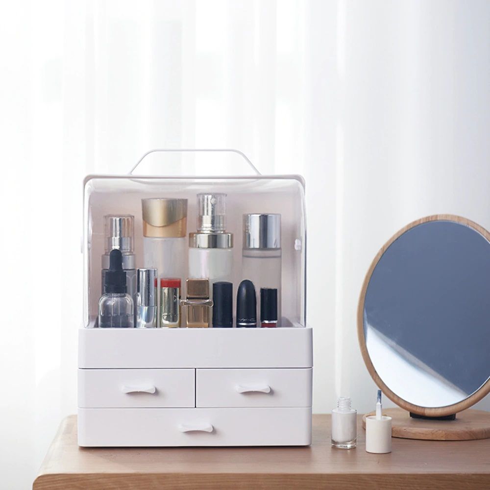 Makeup Cosmetic Box Large Transparent Hand Skincare Organizing Cosmetic Case Dustproof Organizer Storage Box Jewelry box